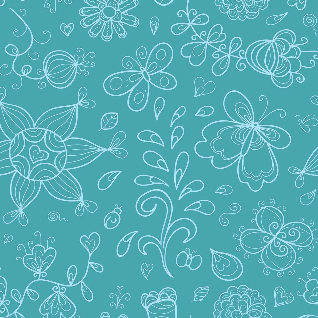 Papel de parede adesivo floral verde e azul