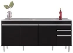 Balcão Gabinete Com Pia 180cm Dallas Preto - Lumil