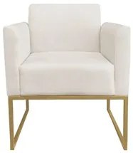 Poltrona Decorativa Base Industrial Dourada Maressa S03 Suede Bege - I