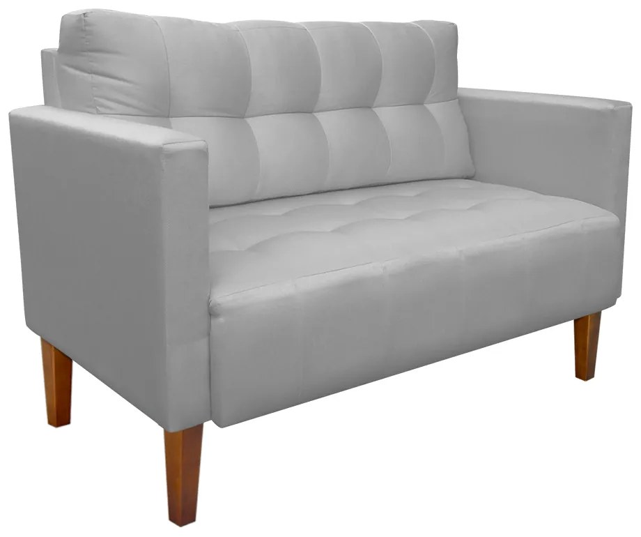 Kit 1 Sofá Namoradeira e 2 Poltronas Livia Suede Cinza Pés Chanfrado Castanho - D'Rossi