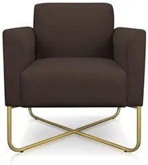 Kit 2 Poltronas Decorativas Base Industrial X Dourada Maressa S06 Sued