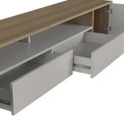 Estante Painel TV 75 Pol com LED 200cm Bianco Mel/Arenas A05 - Mpozena