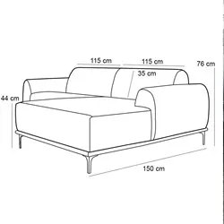 Sofá 230cm 4 Lugares com Chaise Direito Pés Gold Molino C-416 Linho Ci