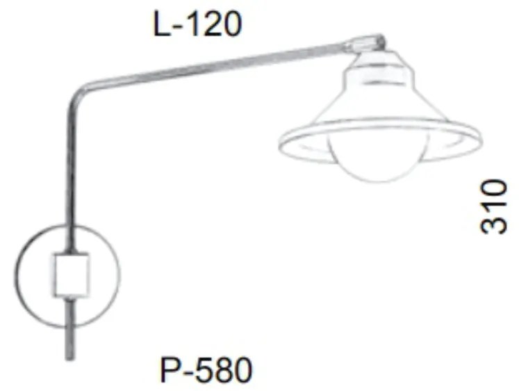 Arandela Haste Articulada Cúpula Aluminio Retro 12X58X31Cm Metal E Vid... (COBRE FOSCO, BRANCO (FOSCO))