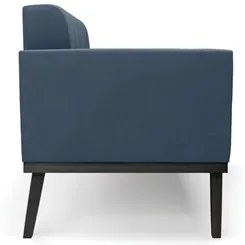 Sofá Namoradeira Base Madeira Preto Ana Suede Azul Marinho - Ibiza