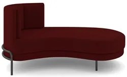 Chaise Longue Divã 164cm Braço Esquerdo Logus D06 Veludo Vermelho - Mp