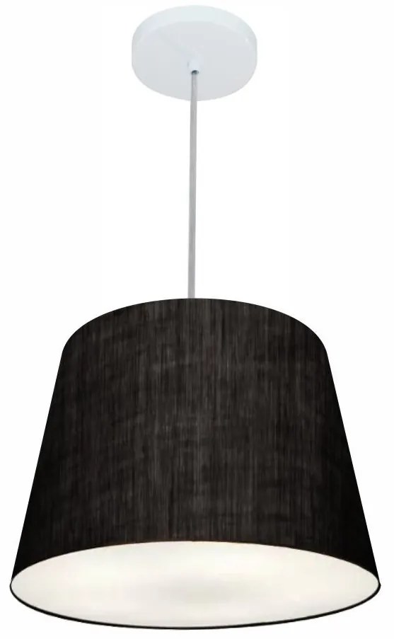 Lustre Pendente Cone Md-4246 Cúpula em Tecido 30/40x30cm Preto - Bivolt
