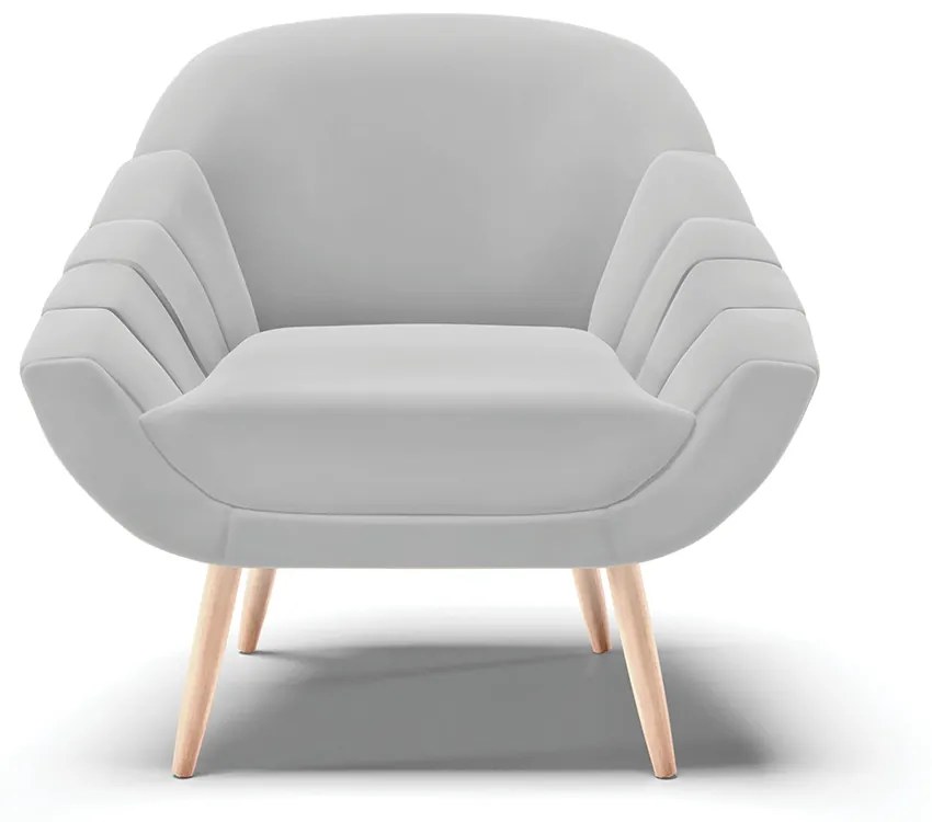 Poltrona Giovana Suede Cinza Pés Palito Natural - Indo Decorar