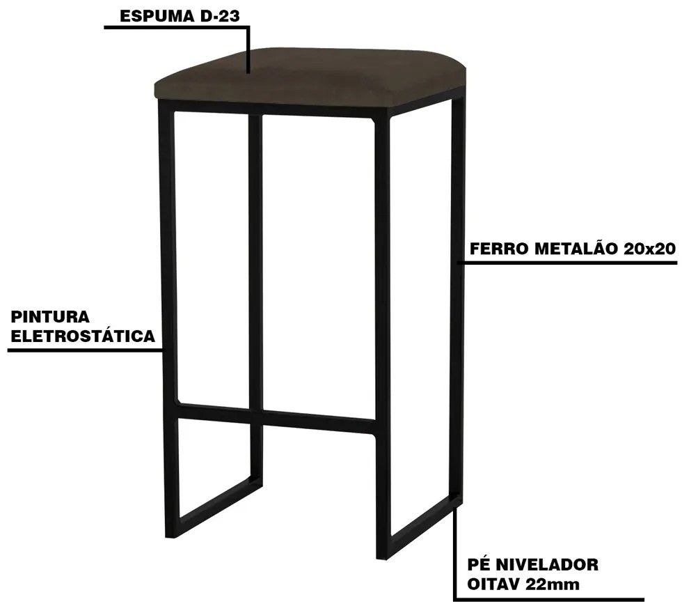 Banqueta Decorativa Billie Base Preta Suede Marrom G41 - Gran Belo