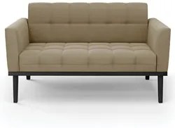 Sofá Namoradeira e 2 Poltronas Base Madeira Preto Ana Suede Marrom RT