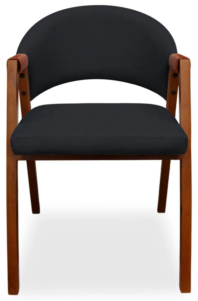 Poltrona Decorativa Suellen Linho Preto