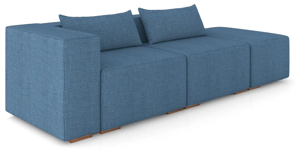 Sofá Versátil Sala de Estar Atlanta 338cm Modulado Linho Azul G52 - Gran Belo