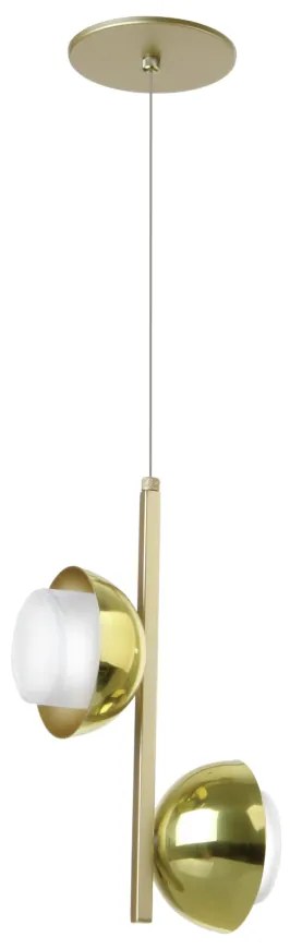 Pendente Bros Duplo 12X17,5X31Cm Metal Alumínio E Vidro 02Xg9 - Old Ar... (BRANCO / DOURADO BRILHO)