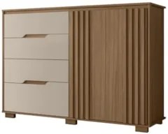 Cômoda Para Quarto 147cm Com 4 Gavetas Rusk Carvalho/Fendi Z17 - Mpoze