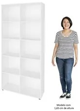 Mesa Escrivaninha em L Eron e Estante Livreiro Maly A06 Branco/Carvalh