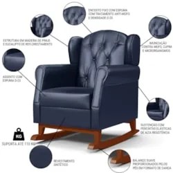 Kit 02 Poltronas Amamentação Base Madeira Balanço Lucy Z39 Sintético A
