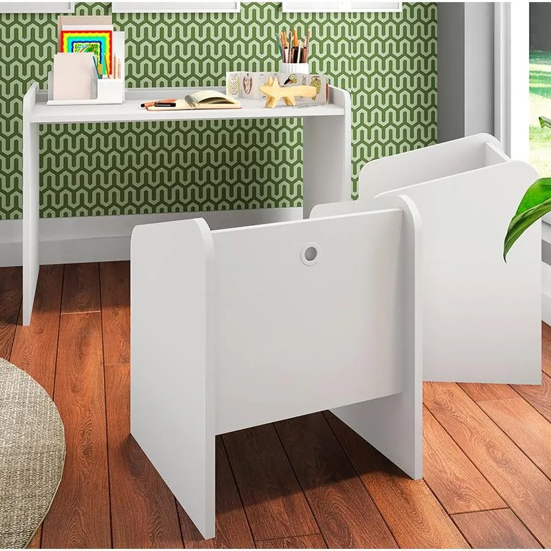 Conjunto Infantil Mesa E Cadeiras Montessoriano Meu Fofinho - Branco