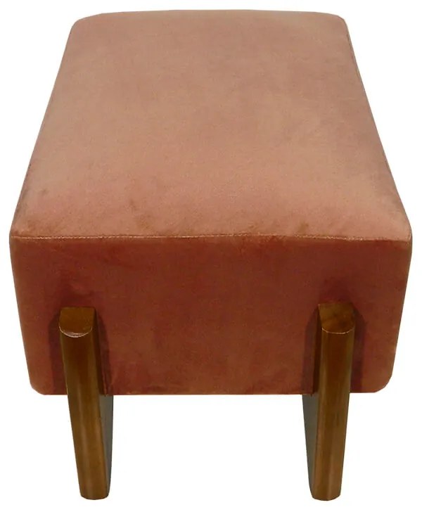 Banquinho Acolchoado Evo Retangular Peach Veludo em Várias Cores - Rosa