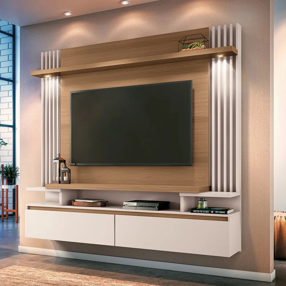Home Suspenso Decorativo Picon para Tv até 55 Pol Freijó/Off White G26 - Gran Belo