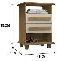 Mesa De Cabeceira 2 Gavetas Turim Cinamomo/Off White – RV Móveis