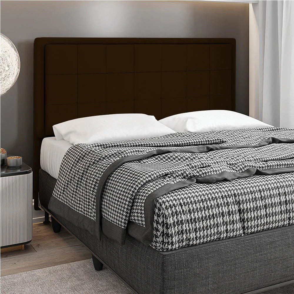 Cabeceira Casal King Cama Box 195cm para Quarto Onix Suede M11 - D'Rossi - Marrom