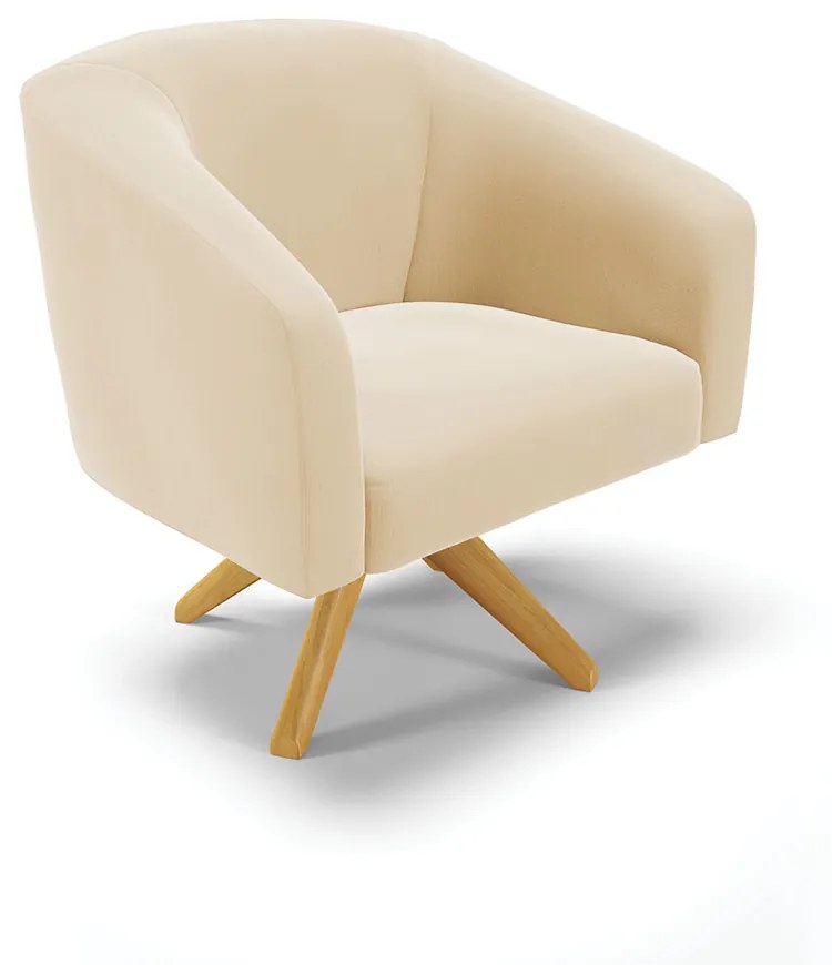 Poltrona Decorativa Giratória MA30 Stella Suede D03 - D'Rossi - Bege