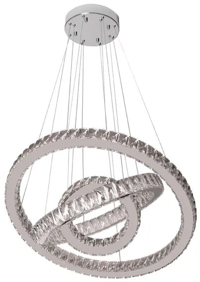 Pendente Led Cristal E Aluminio Cinza 59W 3000K Alianca