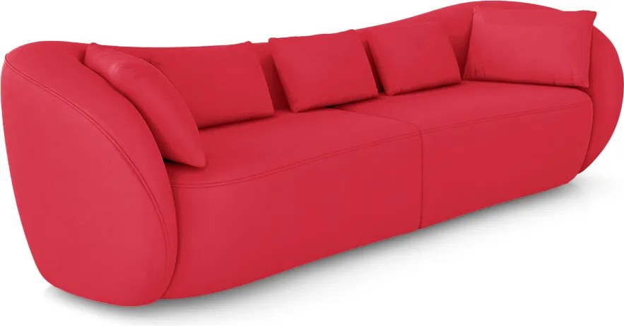 Sofá Bipartido Sala de Estar Diamond 272cm com Almofadas Soltas Veludo Vermelho G52 - Gran Belo