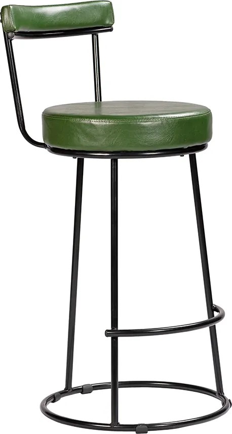 Banqueta Alta Cozinha 70cm Encosto Industrial Aço Ziria Pu S02 - D'Rossi - Verde