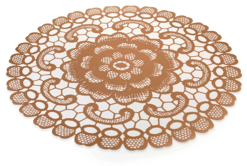 Jogo Americano Redondo de Plástico Flor Rosê 38 cm - D'Rossi