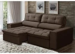 Sofá Retrátil Reclinável 3 Lugares 180cm Blanches F05 Veludo Marrom -