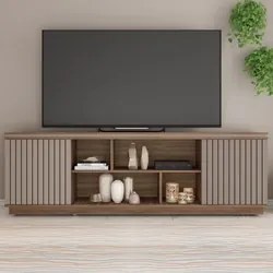 Rack Para Sala Bancada de TV 75 Pol 180cm Simetria Nogueira/Fendi - Ca