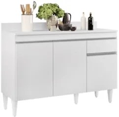 Armário Aéreo Virgínia e Balcão com Tampo 120cm Arizona Branco - Lumil