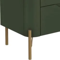 Mesa Cabeceira Quarto 68cm 3 Gavetas Blen Musgo/Dourado I06 - Mpozenat