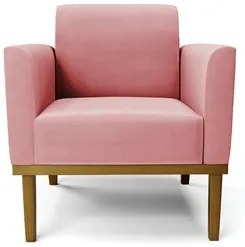 Sofá Namoradeira e 2 Poltronas Base Madeira Castanho Maressa Suede Ros