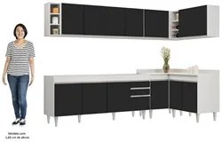 Armário de Cozinha Modulado de Canto 7 Peças CP34 Balcão sem Tampo Bra