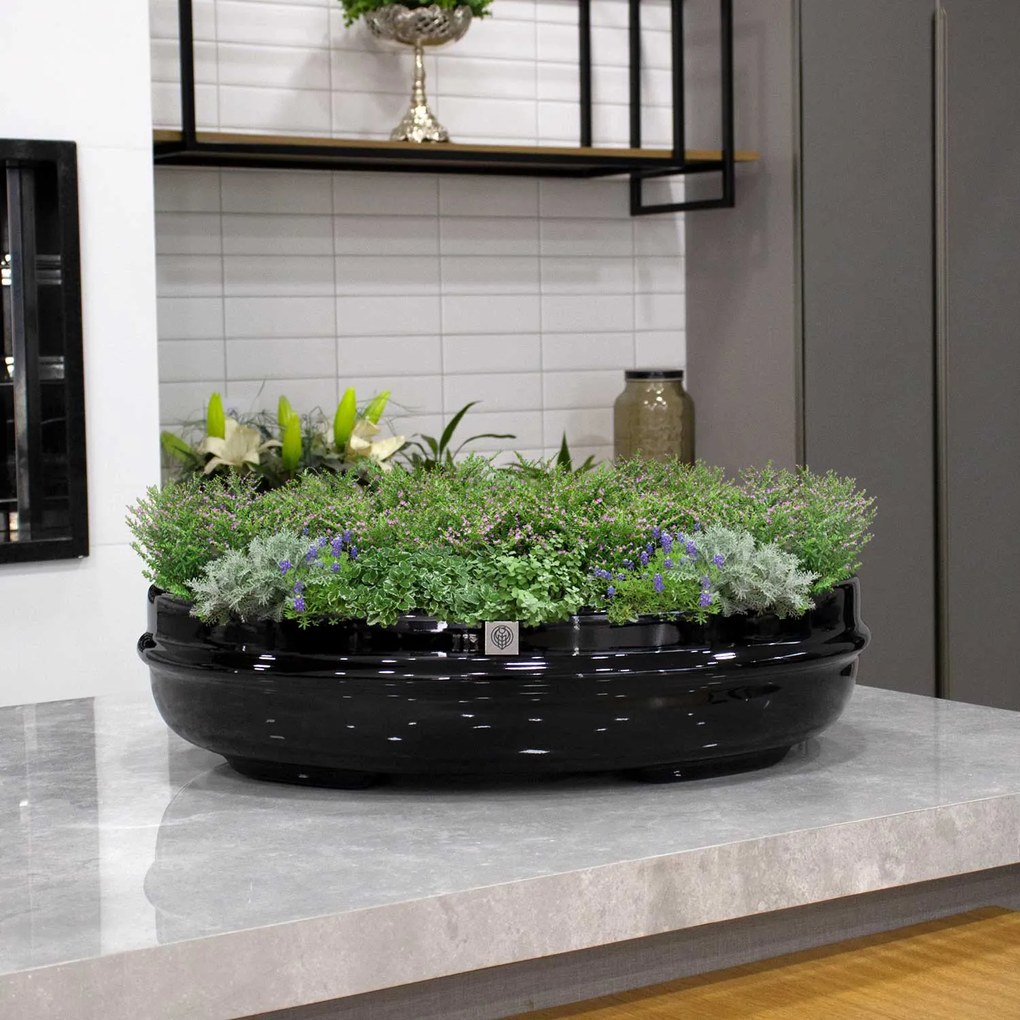 Vaso Bacia Decorativo Osaka Preto G 16x65x52 cm - D'Rossi