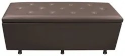 Calçadeira Baú Casal 140cm Estofada Liz S05 Sintético Marrom - Mpozena