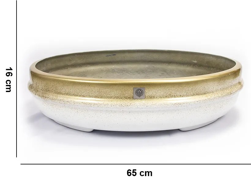 Vaso Bacia Decorativo Osaka Branco Gold Vietnamit 16cm B02 - D'Rossi