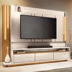 Estante Painel para TV 75 Pol. Monzane H01 Off White/Cinamomo - Mpozen