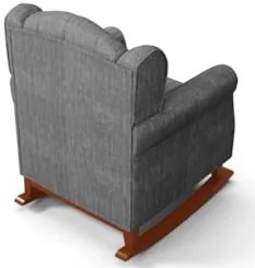 Kit 02 Poltronas Amamentação Base Madeira Balanço Lucy Z39 Linho Cinza