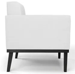 Sofá Namoradeira e 1 Poltrona Base Madeira Preto Ana Sintético Branco