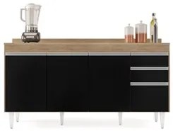 Balcão Gabinete para Pia com Tampo 160cm Arkansas Castanho/Preto - Lum