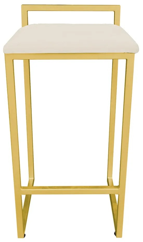 Banqueta Alta Lavínia Suede Bege Base Dourado D'Rossi