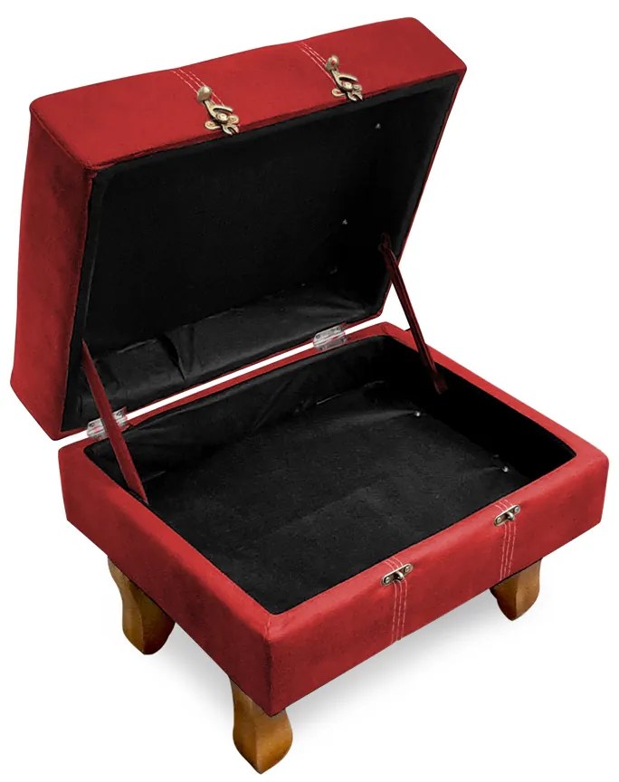 Puff Baú Decorativo Caribe 50x40cm Suede Vermelho - Sheep Estofados - Vermelho