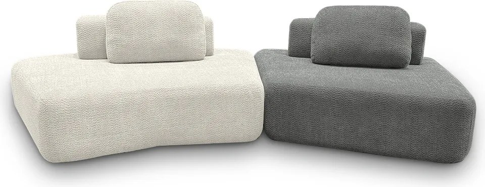 Sofá Ilha Sala de Estar Modulado Dakota Encosto Almofadas Soltas Bouclê Rústico OffWhite/Cinza G33 - Gran Belo