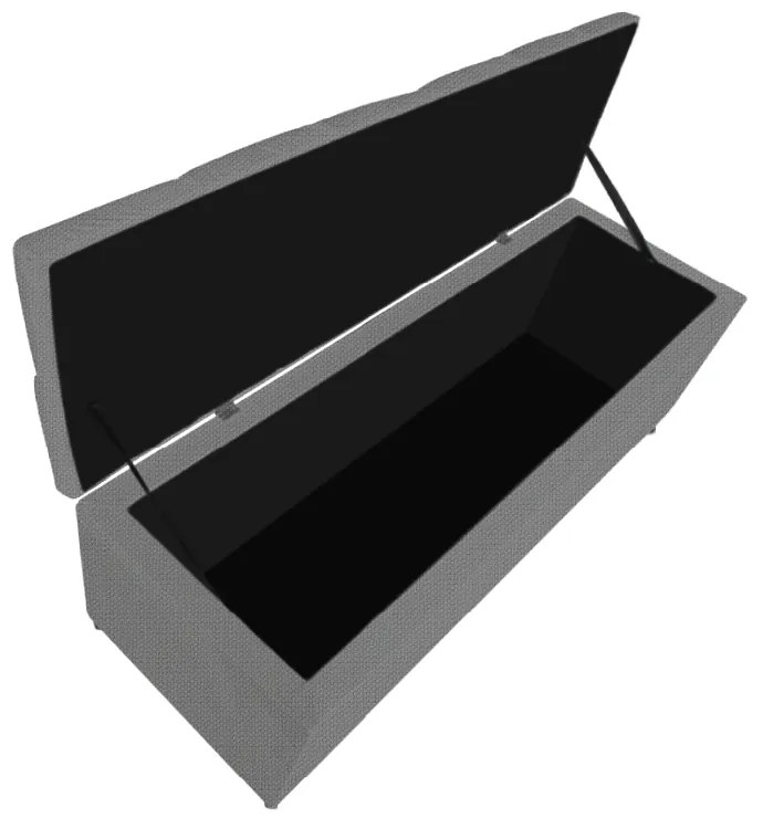 Calçadeira Estofada Liverpool 195 cm King Size Linho Chumbo - ADJ Decor