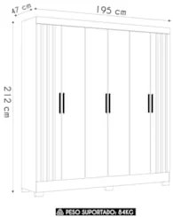 Guarda Roupa Casal 195cm Ripado Arlon Z17 Freijó - Mpozenato