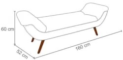 Puff Recamier Calçadeira 160cm Pés Palito Madeira Vêneto Z37 Linho Beg