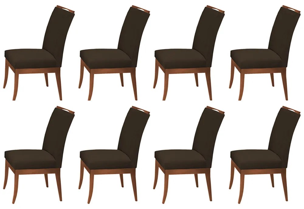 Conjunto 8 Cadeiras Sala de Jantar Lana Aveludado Marrom